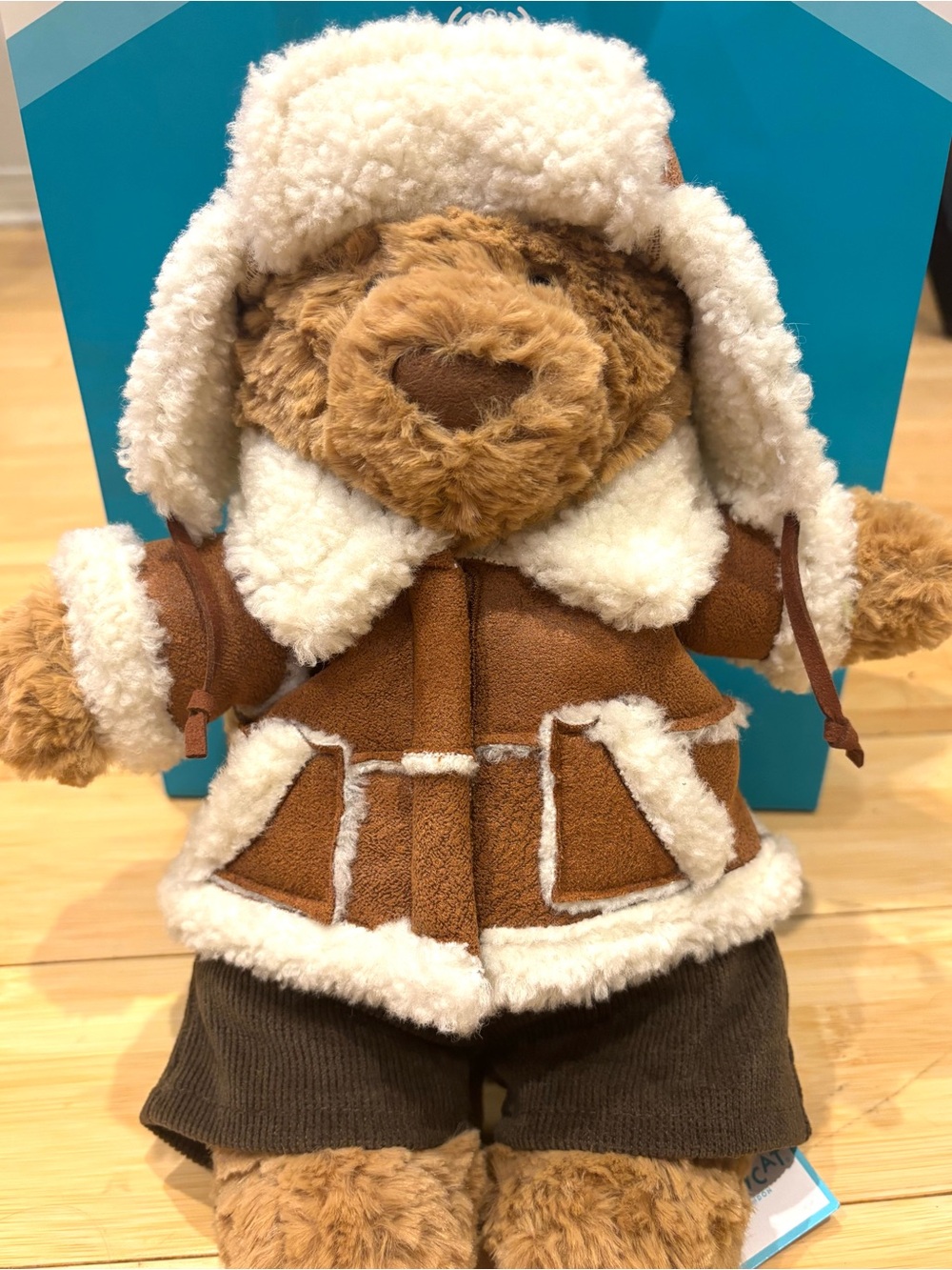 Jellycat Brown Teddy Bear in Shearling Aviator Jacket